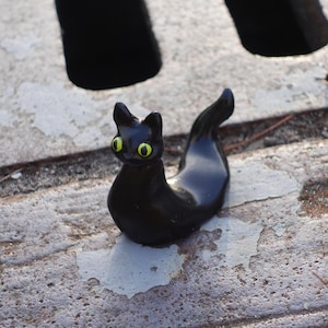 Black cat worm figurine - custom hand-painted