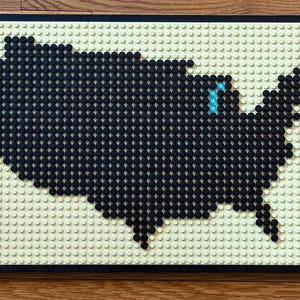 Mozaika z mapą USA Brick | 48x32 Stud LEGO-Compatible Pixel Art | Ręcznie robiona dekoracja ścienna USA | Opcje niestandardowych kolorów