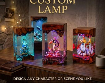 Lasmp époxy personnalisé, veilleuse unique, cadeaux pour gamer, décoration de la Saint-Valentin