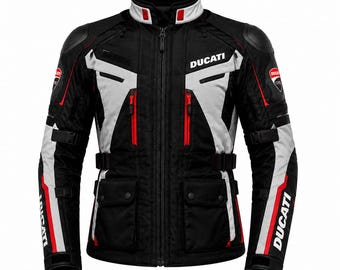 Giacca da moto Ducati Adventure / Giacca da turismo / Giacca da motociclista in tessuto impermeabile / Protezioni CE / Abbigliamento da moto adventure