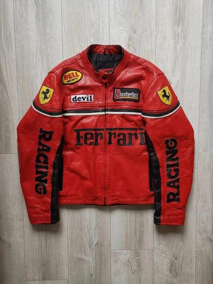 フェラーリ　レーシングジャケット　革ジャン Ferrari - 美品 フェラーリ レーシングジャケット ビッグロゴ メンズ