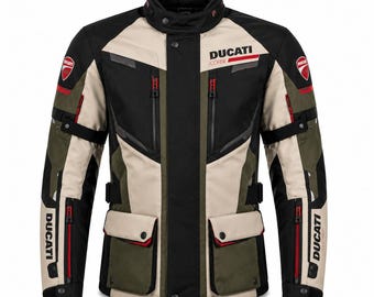Ducati Adventure Motorcycle Jacket – Men’s Touring Riding Jacket, CE Protective Leather Biker Jacket, Motorcycle Racing Gear