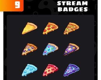 Insignias de suscripción de Pizza Slice - Conjunto de insignias de transmisión de Pizza para Twitch