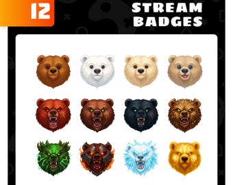 Insignias de suscripción de Bear Twitch: conjunto de insignias de transmisión para Twitch