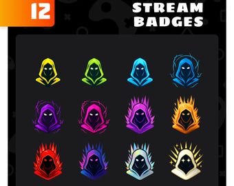 Insignias de Twitch con capucha de neón: Insignias de suscripción a stream
