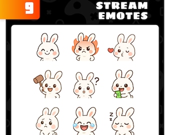 Pack de emoticonos de conejo kawaii para Twitch y Discord