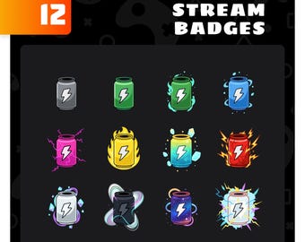 Energy Drink Sub Badges / Bit Badges – Energy Cans Stream Badge Set for Twitch
