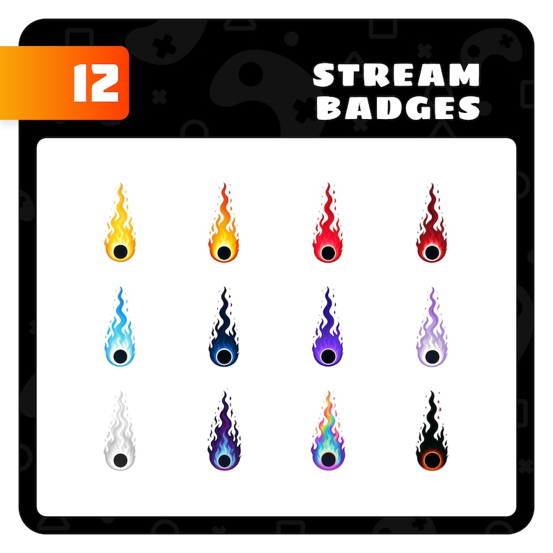 Fire Twitch Sub Badges / Fireball Bit Badges – Soul Flame Stream Badge Set for Twitch image 1