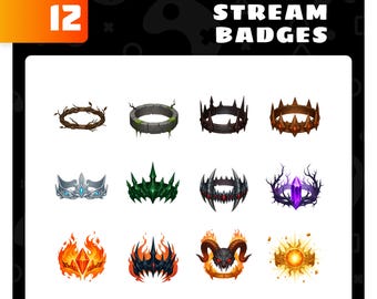 Insignias de suscripción de Crown / Insignias de King Bit: conjunto de insignias de transmisión de Crown para Twitch o Discord