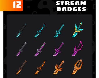Insignias de transmisión de Cyber Sword futuristas: Set de espadas de neón (descarga digital)