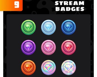Insignias de suscriptor de monedas de diamante - Conjunto de insignias de transmisión de Twitch de cristal