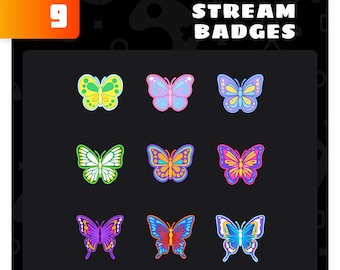Insignias de subtítulos de Twitch de Butterfly: conjunto de insignias de transmisión de Butterfly para Twitch o Discord