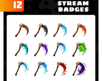 Twitch Sub Badges / Bit Badges – Scythe Stream Badge Set for Twitch – Reaper Sub Badges