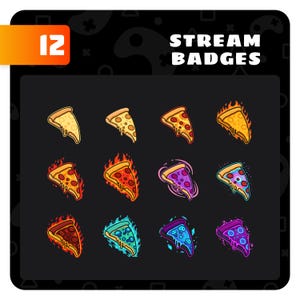 Pizza Sub Badges / Bit Badges – Pizza Stream Badge Set for Twitch – Pizza Icon