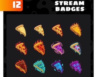 Pizza Sub Badges / Bit Badges – Pizza Stream Badge Set for Twitch – Pizza Icon