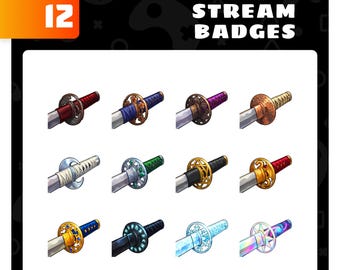 Insignias de subtítulos/bits de Katana - Paquete de insignias de nivel Katana Tsuka para Twitch