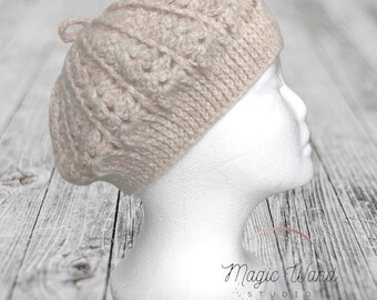 Air Wheat Alpaca Merino Handmade Crochet Beret