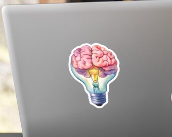 Calcomanía de vinilo troquelada con forma de bombilla creativa: calcomanía inteligente motivacional para el hogar o la oficina, calcomanías de neurología, accesorio de decoración neurológica