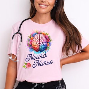 Neuro Nurse Softstyle T-Shirt - Brain Graphic TShirt, Healthcare Shirt Gift, Medical Neurology Nursing Tee