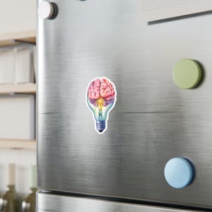 Creatieve gloeilamp Brain Kiss-Cut vinyl sticker - motiverende slimme sticker voor thuis of op kantoor, neurologiestickers, neurodecoraccessoire afbeelding 5