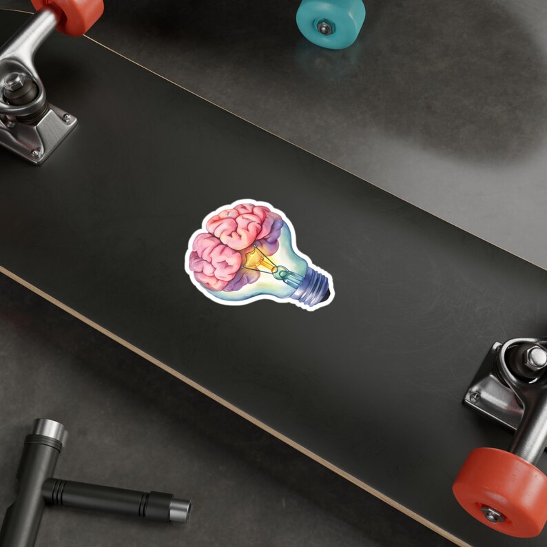 Creatieve gloeilamp Brain Kiss-Cut vinyl sticker - motiverende slimme sticker voor thuis of op kantoor, neurologiestickers, neurodecoraccessoire afbeelding 9