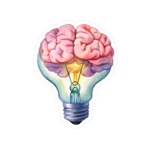 Creatieve gloeilamp Brain Kiss-Cut vinyl sticker - motiverende slimme sticker voor thuis of op kantoor, neurologiestickers, neurodecoraccessoire afbeelding 3
