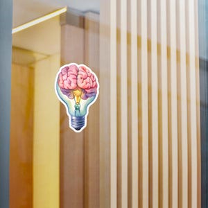 Creatieve gloeilamp Brain Kiss-Cut vinyl sticker - motiverende slimme sticker voor thuis of op kantoor, neurologiestickers, neurodecoraccessoire afbeelding 7