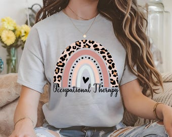 Occupational Therapy Rainbow T-Shirt, Softstyle Tee for Therapist, Gift for OT OTD or COTA Students, Cute Rehab Apparel, Tote Bag, Sticker