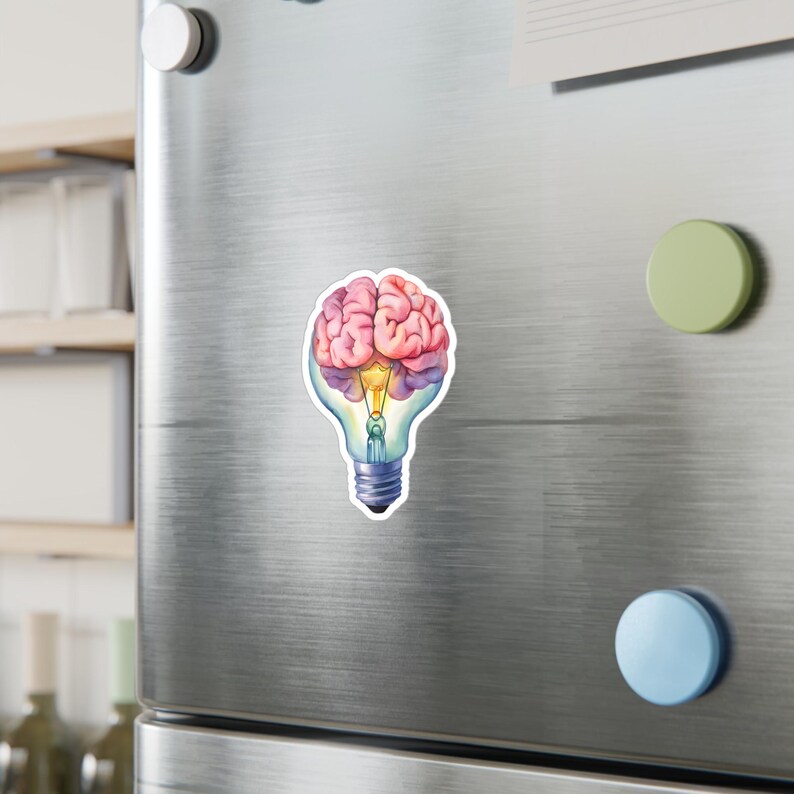 Creatieve gloeilamp Brain Kiss-Cut vinyl sticker - motiverende slimme sticker voor thuis of op kantoor, neurologiestickers, neurodecoraccessoire afbeelding 8