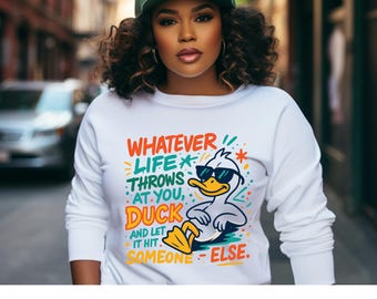 Colorful Retro Duck SVG PNG – Whatever Life Throws at You Duck – Funny Sarcastic Quote Design for Shirts, Mugs & Sublimation