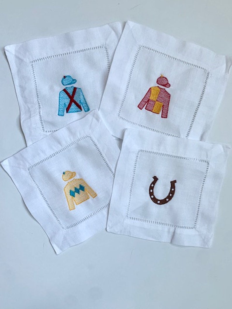 Kentucky Derby Cocktail Napkins, Derby Party Decorations Theme, Gifts for Horse Lovers, Horse Decor Coasters Napkins, Derby Party Favors image 2