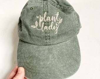 Plant Lady Hat, Gardening Cap, Adjustable Custom Name Embroidered Baseball Hat, Cotton Personalized Gift