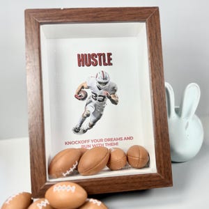 3D Football Shadow Box | Custom Personalized Wood Picture Frame | Sports Motivational Decor | Anniversary Birthday Wedding College Dorm Gift