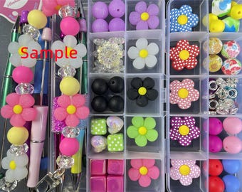 Beadable Pen Kits Focal Beads Cherry Blossom Flower Shape Silicone Beads bulk Set For Beading Pen DIY Crafting Multi-color