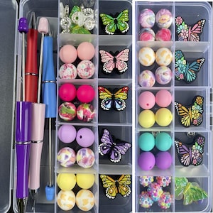 Silicone Focal Beads Beaded Pen Kit Beauty Butterfly Focal Beads Bulk for beadable pen Keychain Bracelets Carcharm DIY Kits Beading Crafting
