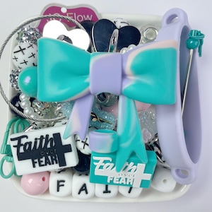 Silicone Beads Focal Bulk Kits Bowtie Straw Toppers Faith Cross Letters Beads