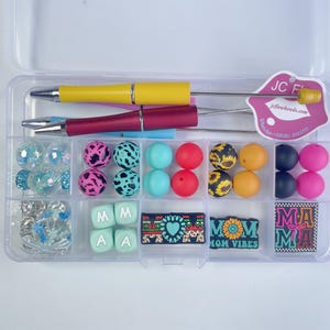 Silicone MAMA Saying Focal Beads Beaded Pen Kits Sunflowers Printed Focal Beads Bulk for beadable pen Keychain Bracelets DIY Kits Beading