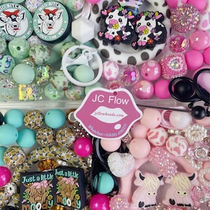 Kit de cuentas focales de vaca de 15 mm con letras de silicona, cuentas de vidrio a granel para llaveros, pulseras, joyas y abalorios.