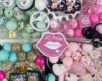 Kit de cuentas centrales con diseño de vaca: Cuentas de silicona y vidrio para joyería DIY.