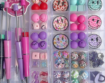 Silicone Focal Beads Beaded Pen Kits Smile Face Focal Beads Bulk for beadable pen Keychain Bracelets Carcharm DIY Kits Beading Crafting