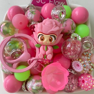 Roze met een apengezichtje - Focus Beads - Siliconen kralenset (15 mm) - DIY sieraden maken