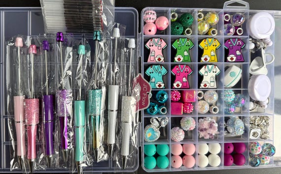 Pink Nurse Beadable Pen Kit: Silicone Beads for DIY Crafting