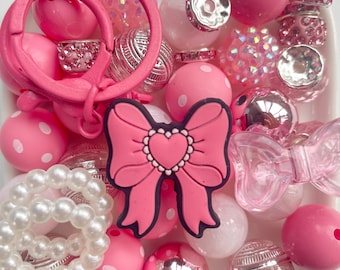 Silicone Beads Kit: Bowtie, Heart, Cube - DIY Jewelry Keychain