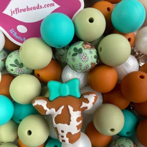 Silicone Beads Mix 15MM Cow Printed and solid Silicone Beads Kits for Keychain Beading DIY Kits Bracelets Crafting Beaded Bracelets Blue