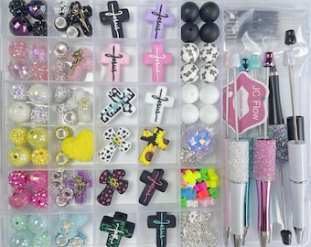 Cross Silicone Focal Beads Beaded Pen Kits Cross Focal Beads Bulk for beadable pen Keychain Bracelets Carcharm DIY Kits Beading Crafting
