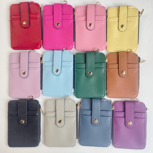 Solid Card Holder Wallets Zipper Style Muti-color Purses
