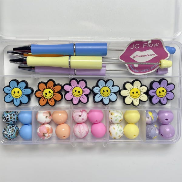 Sunflower Smile Face Beaded Pen Kit: DIY Crafting Set