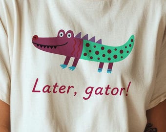 Later Gator Magenta PNG Clipart – Funny Cartoon Alligator Printable for Sublimation, Cute Animal Art for Crafts, Cards & Projects, T-shirts