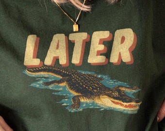 Later Gator PNG: Vintage Alligator Clipart, Retro Animal Design (Instant Download)