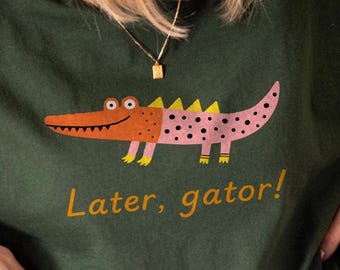Later Gator Yellow Pink PNG – Cute Pastel Gator Clipart for Sublimation, Retro Printable Art for Crafts, Kids Rooms, Gifts & T-shirts